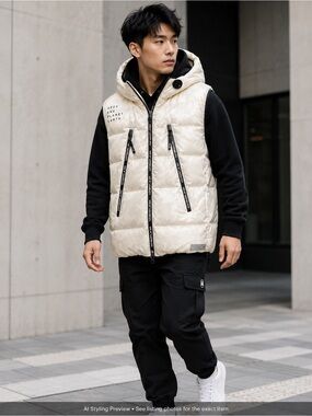 AAPE by A Bathing Ape Down Puffer Vest Hooded Streetwear Off White Camo M